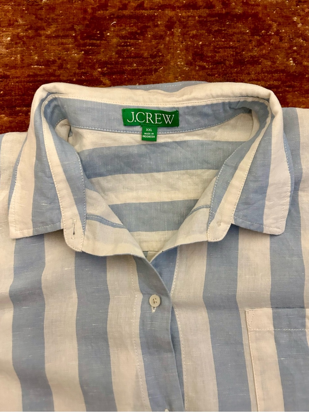 J. Crew Long Beach shirt in striped linen-cotton blend. Size XXL. - Picture 7 of 15